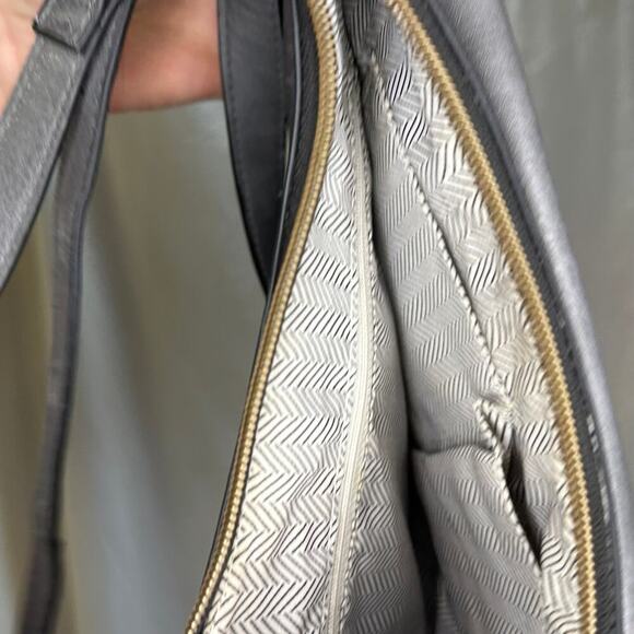 Modern Crescent Crossbody Bag with Gold Ring Accent – 12"x8"x2" - Picture 5 of 6